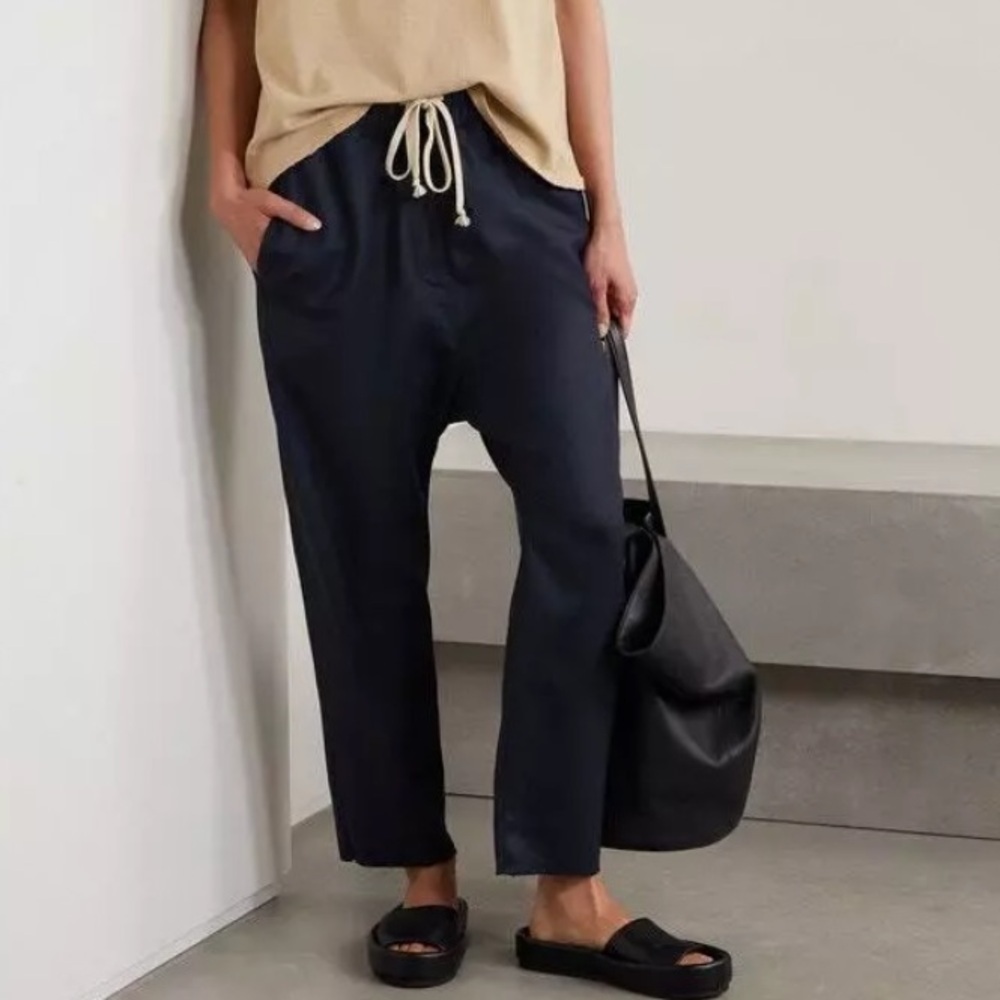 Nili Lotan NWOT Aida Wool Blend Drop Crotch Trouser in Black Size Large